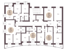 Продается 2-комнатная квартира ЖК Зеленый город, дом 1, 75 м², 9098400 рублей