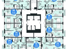 Продается 1-комнатная квартира ЖК Семейный квартал, дом 3, 42.19 м², 4877000 рублей