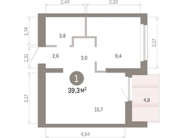 Продается 1-комнатная квартира ЖК Лебедевский квартал, дом 1, 39.3  м², 6810000 рублей