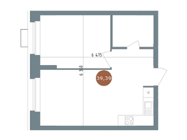 Продается 2-комнатная квартира ЖК 19/56 Кварталы Телецентра, сек 3, 39.39  м², 6910000 рублей