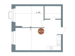 Продается 2-комнатная квартира ЖК 19/56 Кварталы Телецентра, сек 3, 39.39  м², 7110000 рублей