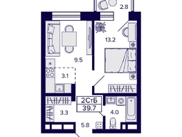Продается 2-комнатная квартира ЖК Citatum (Цитатум), 39.7  м², 6650000 рублей