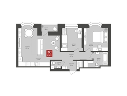 Продается 3-комнатная квартира ЖК Промышленная 7, 61.55  м², 10463500 рублей