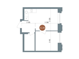 Продается 2-комнатная квартира ЖК 19/56 Кварталы Телецентра, сек 4, 31.95 м², 6530000 рублей