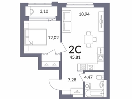 Продается 2-комнатная квартира ЖК Горская Лагуна, корпус 2, 44.26  м², 10103000 рублей