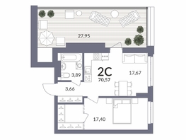 Продается 2-комнатная квартира ЖК Горская Лагуна, корпус 2, 69.15  м², 12850000 рублей