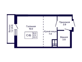 Продается Студия ЖК Новые Матрешки, дом 2 б/с 1,2, 32.4  м², 4400000 рублей