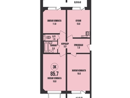 Продается 3-комнатная квартира ЖК Династия, дом 908, 85.7 м², 8500000 рублей