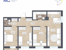 Продается 4-комнатная квартира ЖК Радуга Сибири, дом 10, 80.88  м², 8172880 рублей