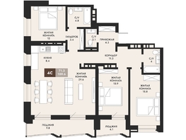 Продается 4-комнатная квартира ЖК Паскаль, секция 1, 112.4  м², 19670000 рублей