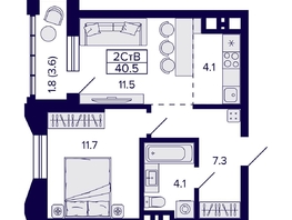 Продается 2-комнатная квартира ЖК Grando (Грандо), 40.5  м², 9000000 рублей