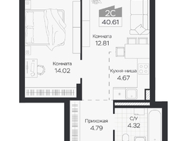 Продается 2-комнатная квартира ЖК Базилик, дом 3, 40.61  м&sup2;, 6527000 рублей