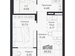 Продается 2-комнатная квартира ЖК Базилик, дом 3, 35.52  м&sup2;, 5783000 рублей