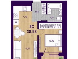 Продается 2-комнатная квартира ЖК Оптимисты, 38.53 м², 6500000 рублей