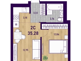 Продается 2-комнатная квартира ЖК Оптимисты, 35.28  м², 6800000 рублей