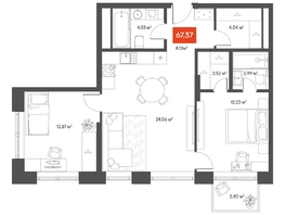 Продается 2-комнатная квартира ЖК ЩА, 67.1  м², 11750000 рублей