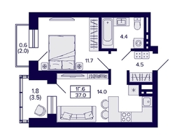 Продается 1-комнатная квартира ЖК Сподвижники, 37  м², 5990000 рублей