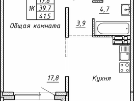 Продается 1-комнатная квартира ЖК Гренландия, Лес дом №5, 41.5  м², 5410000 рублей