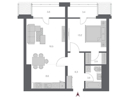 Продается 2-комнатная квартира ЖК Беринг, дом 3, 60.14 м², 11825000 рублей