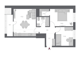Продается 3-комнатная квартира ЖК Беринг, дом 3, 66.49 м², 12050000 рублей
