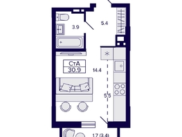 Продается Студия ЖК Gorizont (Горизонт), дом 1, 30.9 м², 4990000 рублей
