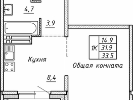 Продается 1-комнатная квартира ЖК Гренландия, Лес дом №5, 33.5 м², 5550000 рублей