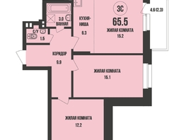 Продается 3-комнатная квартира ЖК Династия, дом 905, 65.5 м², 7600000 рублей