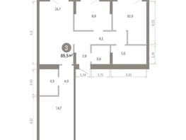 Продается 3-комнатная квартира ЖК Пшеница, 6.1, 85.48  м&sup2;, 12330000 рублей