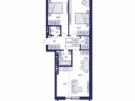 Продается 3-комнатная квартира ЖК Горизонт, дом 2, 66.9  м&sup2;, 8350000 рублей