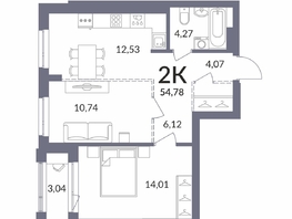 Продается 2-комнатная квартира ЖК Горская Лагуна, корпус 2, 54.69  м², 11703000 рублей