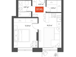 Продается 1-комнатная квартира ЖК ЩА, 37.65  м², 8450000 рублей