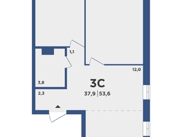 Продается 3-комнатная квартира ЖК Поколение, дом 2, 53.6  м², 6450000 рублей
