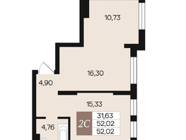 Продается 2-комнатная квартира ЖК Роза ветров, 52.02  м², 6965478 рублей