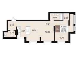 Продается 3-комнатная квартира ЖК Роза ветров, 70.63  м&sup2;, 9681310 рублей