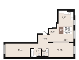 Продается 3-комнатная квартира ЖК Роза ветров, 78.55  м², 9870593 рублей