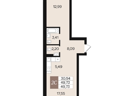 Продается 2-комнатная квартира ЖК Роза ветров, 49.73  м², 6505181 рублей
