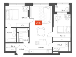 Продается 2-комнатная квартира  Квартал ЩА, 72.05  м², 12190000 рублей