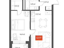 Продается 1-комнатная квартира  Квартал ЩА, 49.27  м², 9350000 рублей