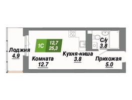 Продается Студия ЖК Калининский квартал, дом 3, 25.3  м², 4508460 рублей