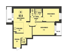 Продается 3-комнатная квартира ЖК Династия, дом 905, 82.6  м&sup2;, 8900000 рублей