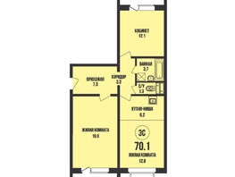 Продается 2-комнатная квартира ЖК Династия, дом 908, 70.1  м&sup2;, 7700000 рублей