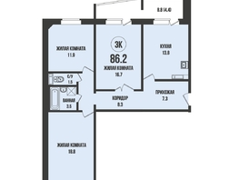 Продается 3-комнатная квартира ЖК Династия, дом 912, 86.2  м², 9100000 рублей