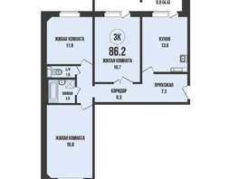 Продается 3-комнатная квартира ЖК Династия, дом 912, 86.2  м², 8960000 рублей