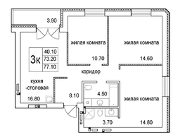Продается 3-комнатная квартира ЖК Promenade (Променад), дом 1, 77.1  м², 8800000 рублей