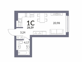 Продается Студия ЖК Горская Лагуна, корпус 2, 28.39  м², 7703000 рублей