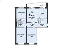 Продается 4-комнатная квартира ЖК Династия, дом 911, 104.7  м&sup2;, 12000000 рублей