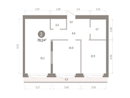 Продается 2-комнатная квартира ЖК Город на озере, 70.07  м&sup2;, 14450000 рублей