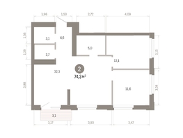 Продается 2-комнатная квартира ЖК Город на озере, 74.26  м&sup2;, 13690000 рублей