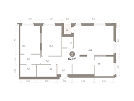 Продается 2-комнатная квартира ЖК Город на озере, 112.89  м&sup2;, 22650000 рублей