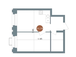 Продается 1-комнатная квартира ЖК 19/56 Кварталы Телецентра, сек 2, 34  м&sup2;, 6190000 рублей